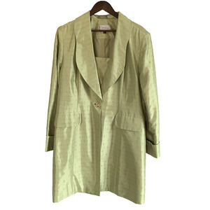 Terramina Dressy Polyester Lime Green Shimmer Lined Long Blazer Size 20 *read*